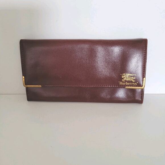 Burberry Leather Envelope Wallet Red Clutch Logo Medium Designer Vintage - Picture 1 of 9